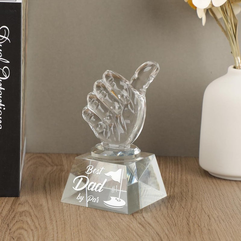 PRSTENLY Gifts for Dad from Daughter Son, Crystal Keepsakes Dad Gifts for Birthday Fathers Day Gifts Christmas, Personalized Engraved Crystal Decor Best Dad by Par Gifts for Men Golfers Daddy Papa - Image 4